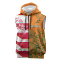 Australia and Japan Rugby Custom Sleeveless Zip Hoodie Wallabies Brave Blossoms Together