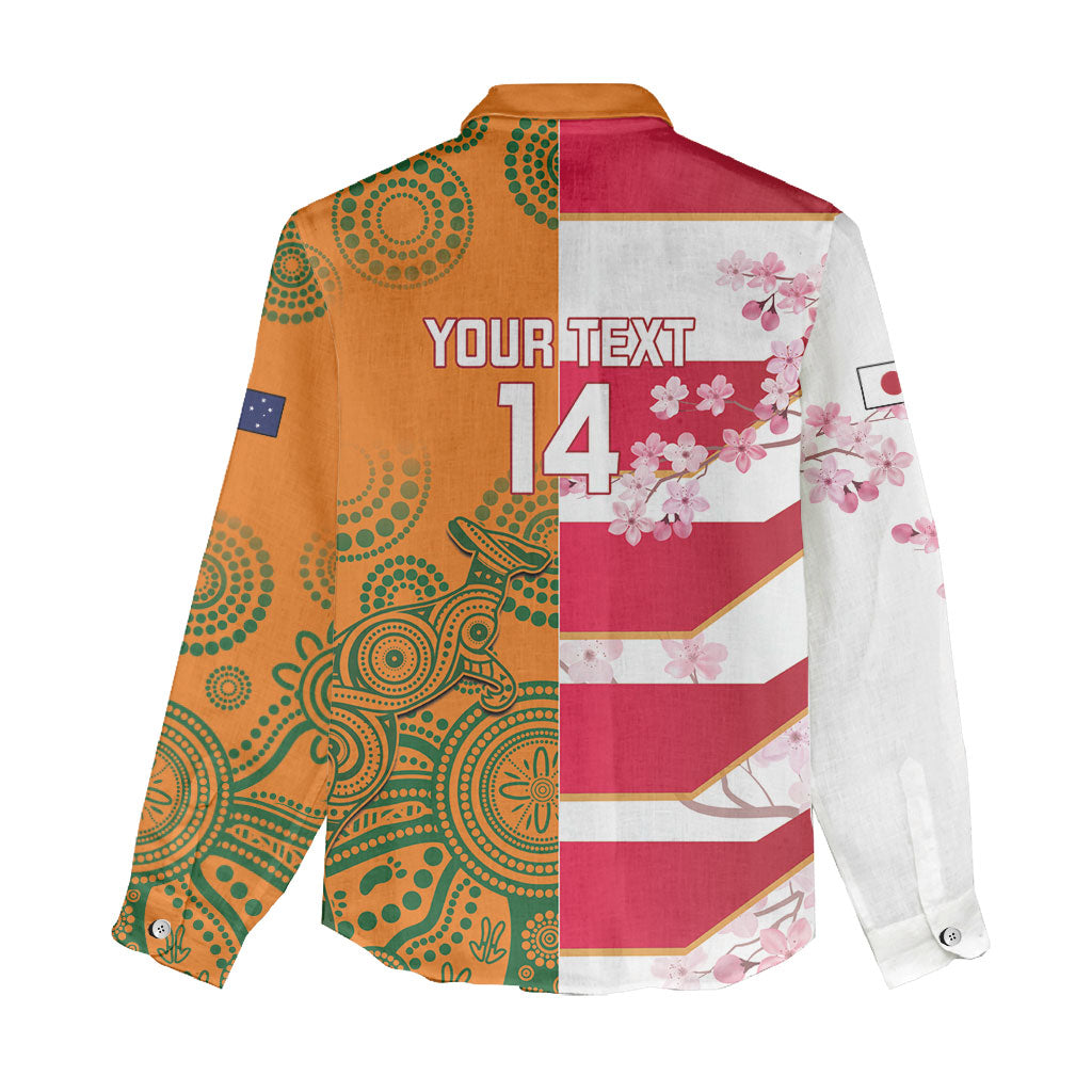Australia and Japan Rugby Custom Women Casual Shirt Wallabies Brave Blossoms Together