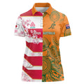 Australia and Japan Rugby Custom Women Polo Shirt Wallabies Brave Blossoms Together