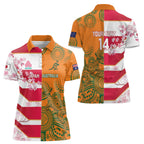 Australia and Japan Rugby Custom Women Polo Shirt Wallabies Brave Blossoms Together