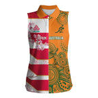 Australia and Japan Rugby Custom Women Sleeveless Polo Shirt Wallabies Brave Blossoms Together