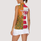 Australia and Japan Rugby Custom Women Sleeveless Polo Shirt Wallabies Brave Blossoms Together