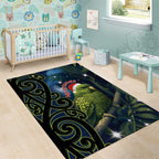 New Zealand Christmas Area Rug Cute Kakapo Meri Kirihimete Maori Koru
