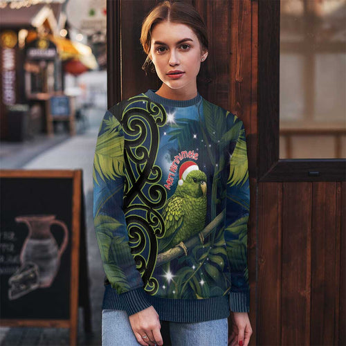New Zealand Christmas Ugly Christmas Sweater Cute Kakapo Meri Kirihimete Maori Koru