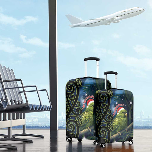 New Zealand Christmas Luggage Cover Cute Kakapo Meri Kirihimete Maori Koru