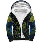 New Zealand Christmas Sherpa Hoodie Cute Kakapo Meri Kirihimete Maori Koru
