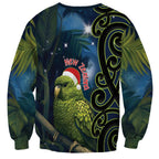 New Zealand Christmas Sweatshirt Cute Kakapo Meri Kirihimete Maori Koru