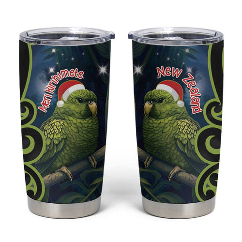 New Zealand Christmas Tumbler Cup Cute Kakapo Meri Kirihimete Maori Koru