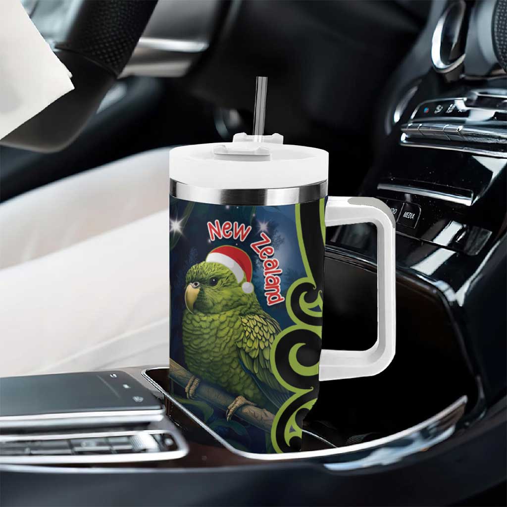 New Zealand Christmas Tumbler With Handle Cute Kakapo Meri Kirihimete Maori Koru