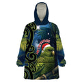 New Zealand Christmas Wearable Blanket Hoodie Cute Kakapo Meri Kirihimete Maori Koru