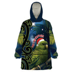 New Zealand Christmas Wearable Blanket Hoodie Cute Kakapo Meri Kirihimete Maori Koru