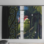 New Zealand Christmas Window Curtain Cute Kakapo Meri Kirihimete Maori Koru