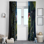 New Zealand Christmas Window Curtain Cute Kakapo Meri Kirihimete Maori Koru
