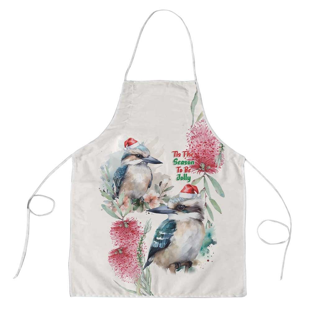 Australia Christmas Apron Jolly Kookaburra Bottlebrush Watercolor - Aussie Hoodie