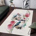 Australia Christmas Area Rug Jolly Kookaburra Bottlebrush Watercolor - Aussie Hoodie