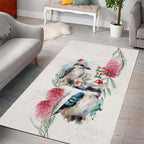 Australia Christmas Area Rug Jolly Kookaburra Bottlebrush Watercolor - Aussie Hoodie