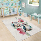 Australia Christmas Area Rug Jolly Kookaburra Bottlebrush Watercolor - Aussie Hoodie