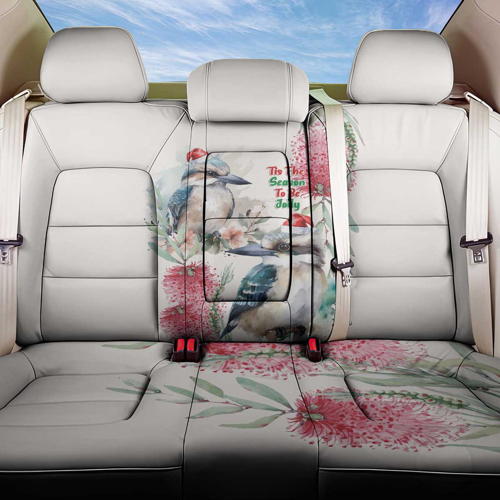 Australia Christmas Back Car Seat Cover Jolly Kookaburra Bottlebrush Watercolor - Aussie Hoodie