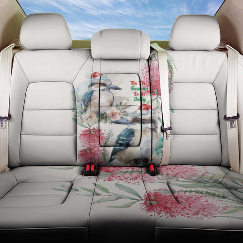 Australia Christmas Back Car Seat Cover Jolly Kookaburra Bottlebrush Watercolor - Aussie Hoodie