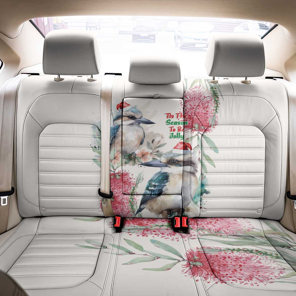 Australia Christmas Back Car Seat Cover Jolly Kookaburra Bottlebrush Watercolor - Aussie Hoodie