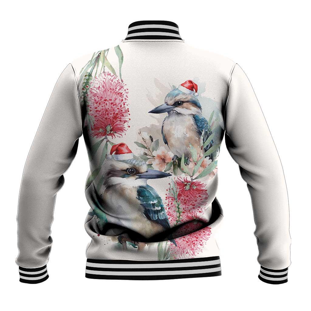 Australia Christmas Baseball Jacket Jolly Kookaburra Bottlebrush Watercolor - Aussie Hoodie