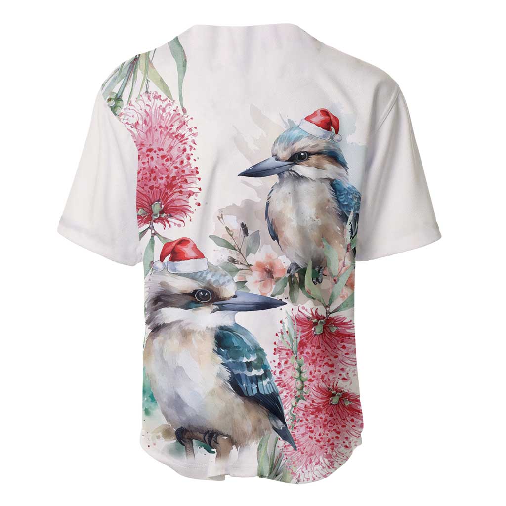 Australia Christmas Baseball Jersey Jolly Kookaburra Bottlebrush Watercolor - Aussie Hoodie