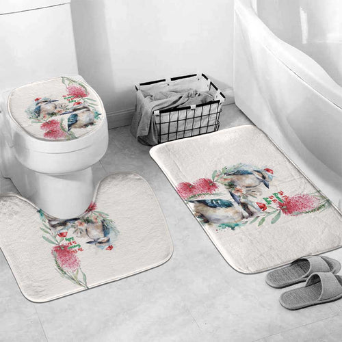 Australia Christmas Bathroom Set Jolly Kookaburra Bottlebrush Watercolor - Aussie Hoodie