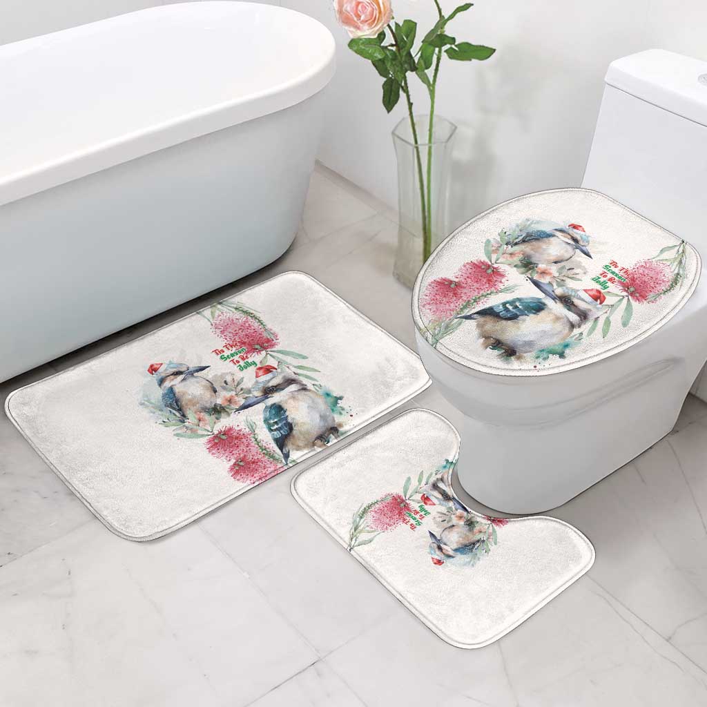 Australia Christmas Bathroom Set Jolly Kookaburra Bottlebrush Watercolor - Aussie Hoodie