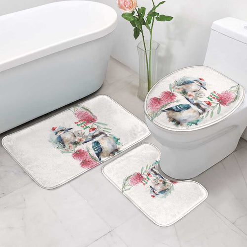Australia Christmas Bathroom Set Jolly Kookaburra Bottlebrush Watercolor - Aussie Hoodie