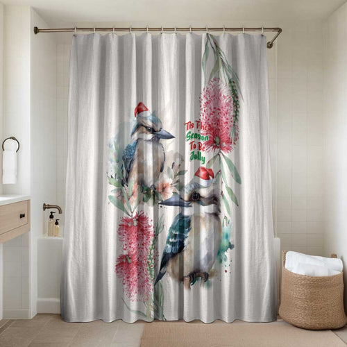 Australia Christmas Bathroom Set Jolly Kookaburra Bottlebrush Watercolor - Aussie Hoodie