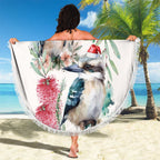 Australia Christmas Beach Blanket Jolly Kookaburra Bottlebrush Watercolor - Aussie Hoodie