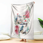 Australia Christmas Blanket Jolly Kookaburra Bottlebrush Watercolor - Aussie Hoodie