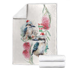 Australia Christmas Blanket Jolly Kookaburra Bottlebrush Watercolor - Aussie Hoodie