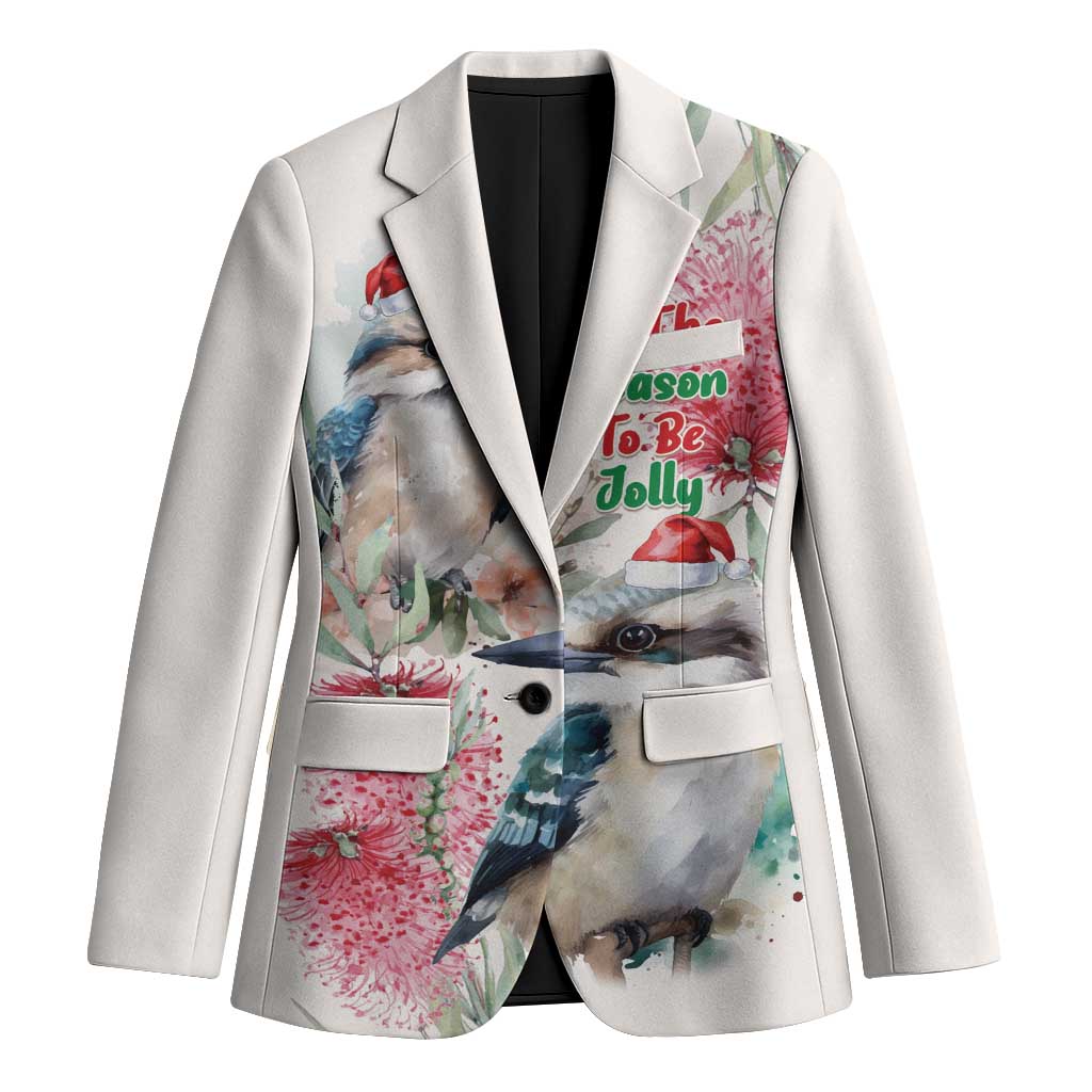 Australia Christmas Blazer Jolly Kookaburra Bottlebrush Watercolor - Aussie Hoodie