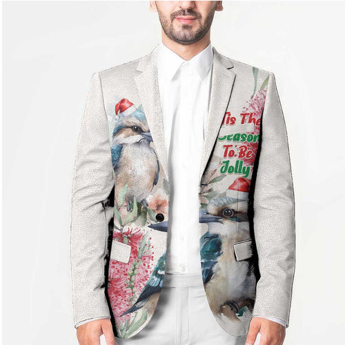 Australia Christmas Blazer Jolly Kookaburra Bottlebrush Watercolor - Aussie Hoodie