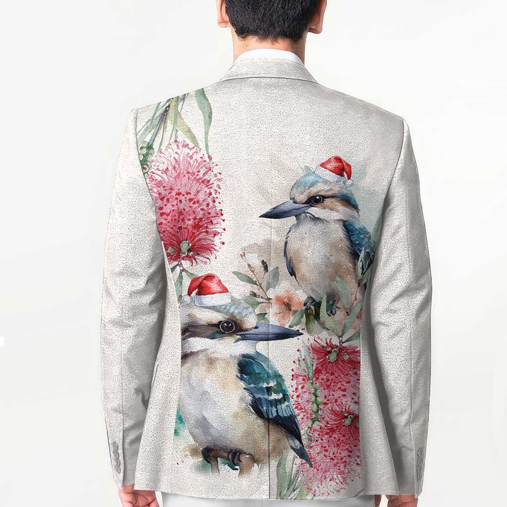Australia Christmas Blazer Jolly Kookaburra Bottlebrush Watercolor - Aussie Hoodie