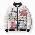 Australia Christmas Bomber Puffer Jacket Jolly Kookaburra Bottlebrush Watercolor - Aussie Hoodie
