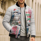 Australia Christmas Bomber Puffer Jacket Jolly Kookaburra Bottlebrush Watercolor - Aussie Hoodie