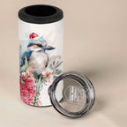 Australia Christmas 4 in 1 Can Cooler Tumbler Jolly Kookaburra Bottlebrush Watercolor - Aussie Hoodie