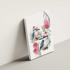 Australia Christmas Canvas Wall Art Jolly Kookaburra Bottlebrush Watercolor - Aussie Hoodie