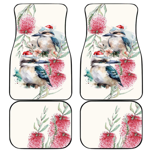 Australia Christmas Car Mats Jolly Kookaburra Bottlebrush Watercolor - Aussie Hoodie