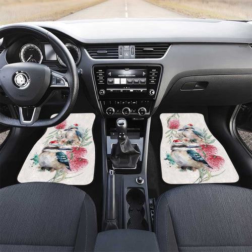 Australia Christmas Car Mats Jolly Kookaburra Bottlebrush Watercolor - Aussie Hoodie