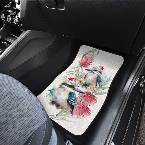 Australia Christmas Car Mats Jolly Kookaburra Bottlebrush Watercolor - Aussie Hoodie