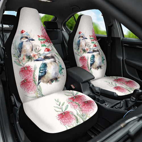 Australia Christmas Car Seat Cover Jolly Kookaburra Bottlebrush Watercolor - Aussie Hoodie