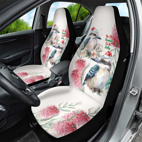 Australia Christmas Car Seat Cover Jolly Kookaburra Bottlebrush Watercolor - Aussie Hoodie