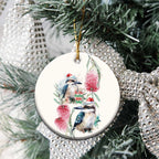 Australia Christmas Ceramic Ornament Jolly Kookaburra Bottlebrush Watercolor - Aussie Hoodie