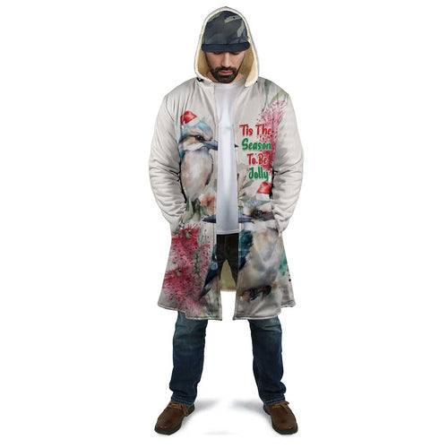 Australia Christmas Cloak Jolly Kookaburra Bottlebrush Watercolor - Aussie Hoodie