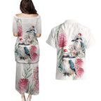 Australia Christmas Couples Matching Puletasi and Hawaiian Shirt Jolly Kookaburra Bottlebrush Watercolor - Aussie Hoodie