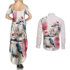 Australia Christmas Couples Matching Summer Maxi Dress and Long Sleeve Button Shirt Jolly Kookaburra Bottlebrush Watercolor - Aussie Hoodie