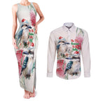 Australia Christmas Couples Matching Tank Maxi Dress and Long Sleeve Button Shirt Jolly Kookaburra Bottlebrush Watercolor - Aussie Hoodie